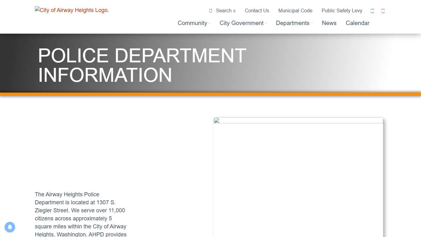 Police Department Information - City of Airway Heights